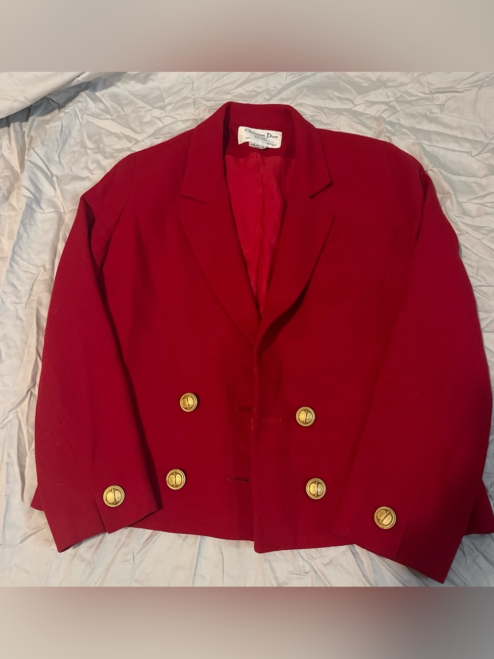 Vtg Christian Dior Women's Red Wool Blazer
